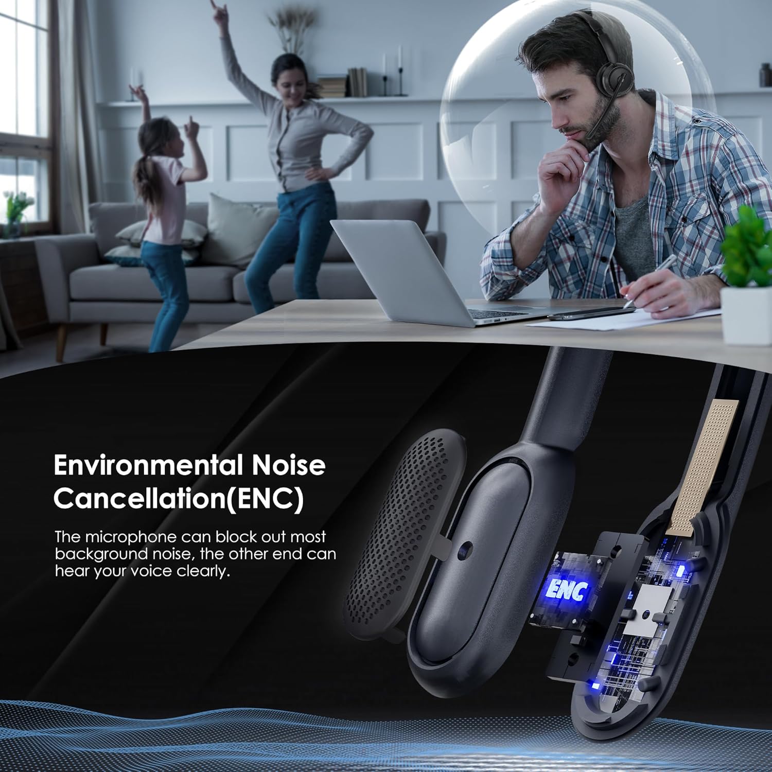 Bluetooth 5.4 ANC Headset with - Noise Cancelling Headphone recension och pris