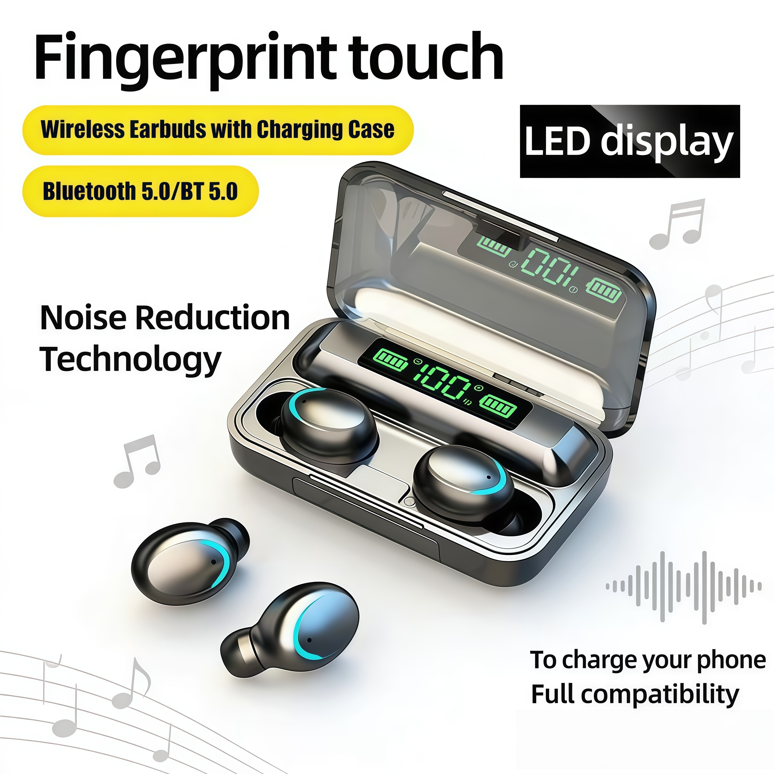 2026 F9 Wireless Earphones LED - Bluetooth Headset On Ear recension och pris
