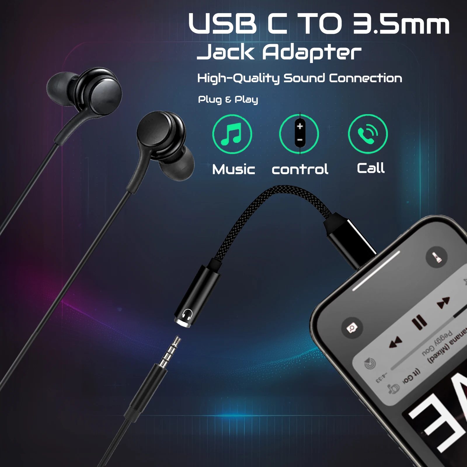 USB Type C 3.5 Jack Adapter US - Cable Extension 3.5 recension och pris